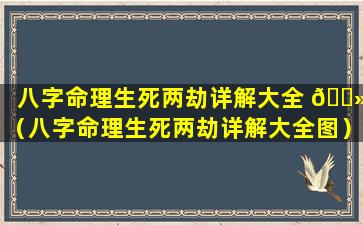 八字命理生死两劫详解大全 🌻 （八字命理生死两劫详解大全图）